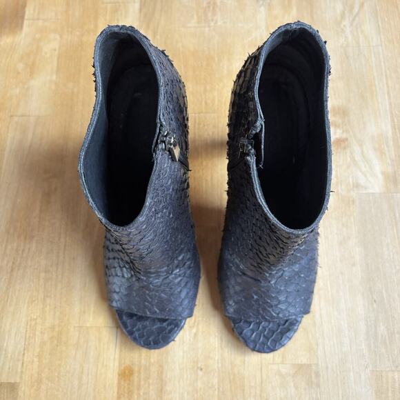 Vince Womens Leather Textured Boho Snake Zip Block Booties Black 8M EUR 39 - Picture 10 of 11